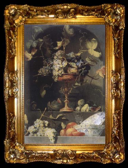 framed  Frans Snyders Style life with fruits in a niche, ta009-2